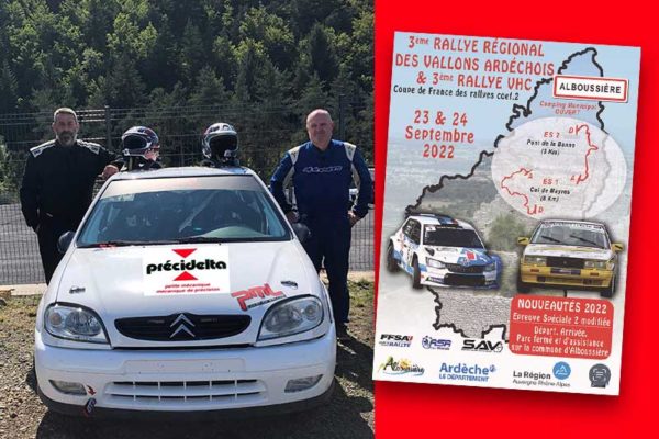 PRECIDELTA, sponsor sur le Rallye régional des Vallons Ardéchois & VHC 2022